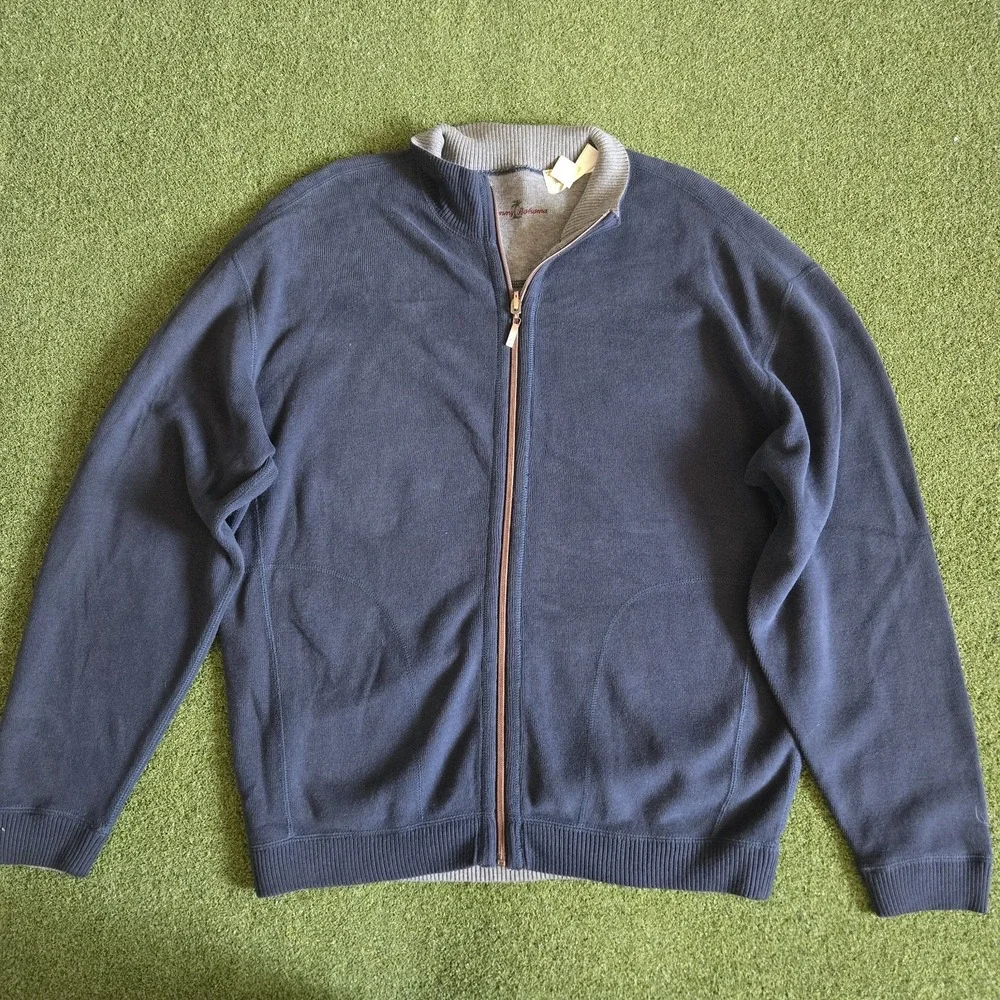 Tommy Bahama Men's Cardigan Sweater Navy Blue Size L